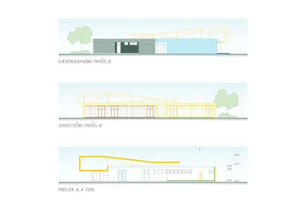 KINDERGARDEN BOROVJE_FACADES&CROSSECTION.jpg, © Ksenija Lucija Pataran, Photographer: - KINDERGARDEN BOROVJE_FACADES&CROSSECTION.jpg, © Ksenija Lucija Pataran, Photographer: -